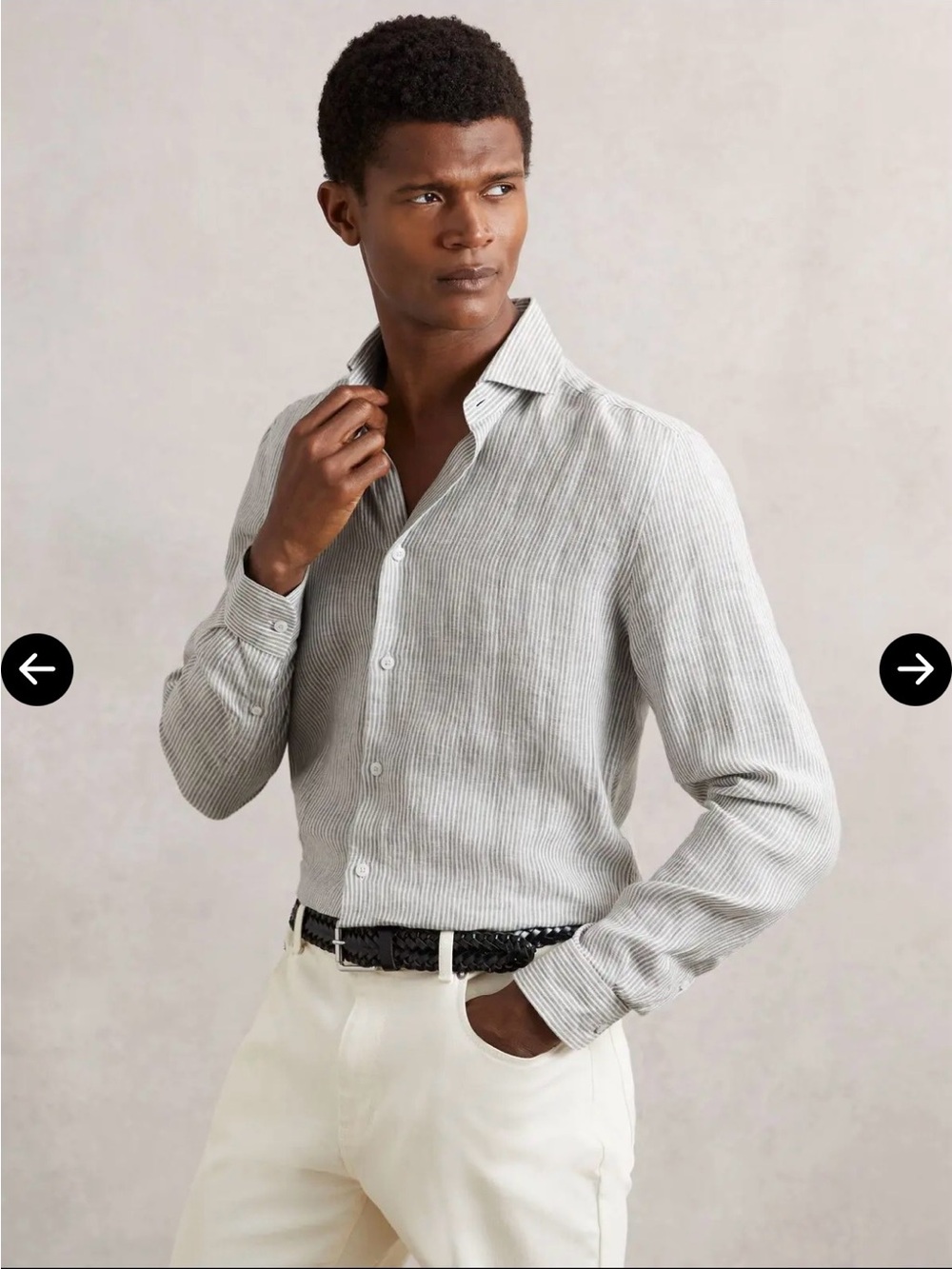 Ann Demeulemeester Light Gray Striped Button-Down Shirt